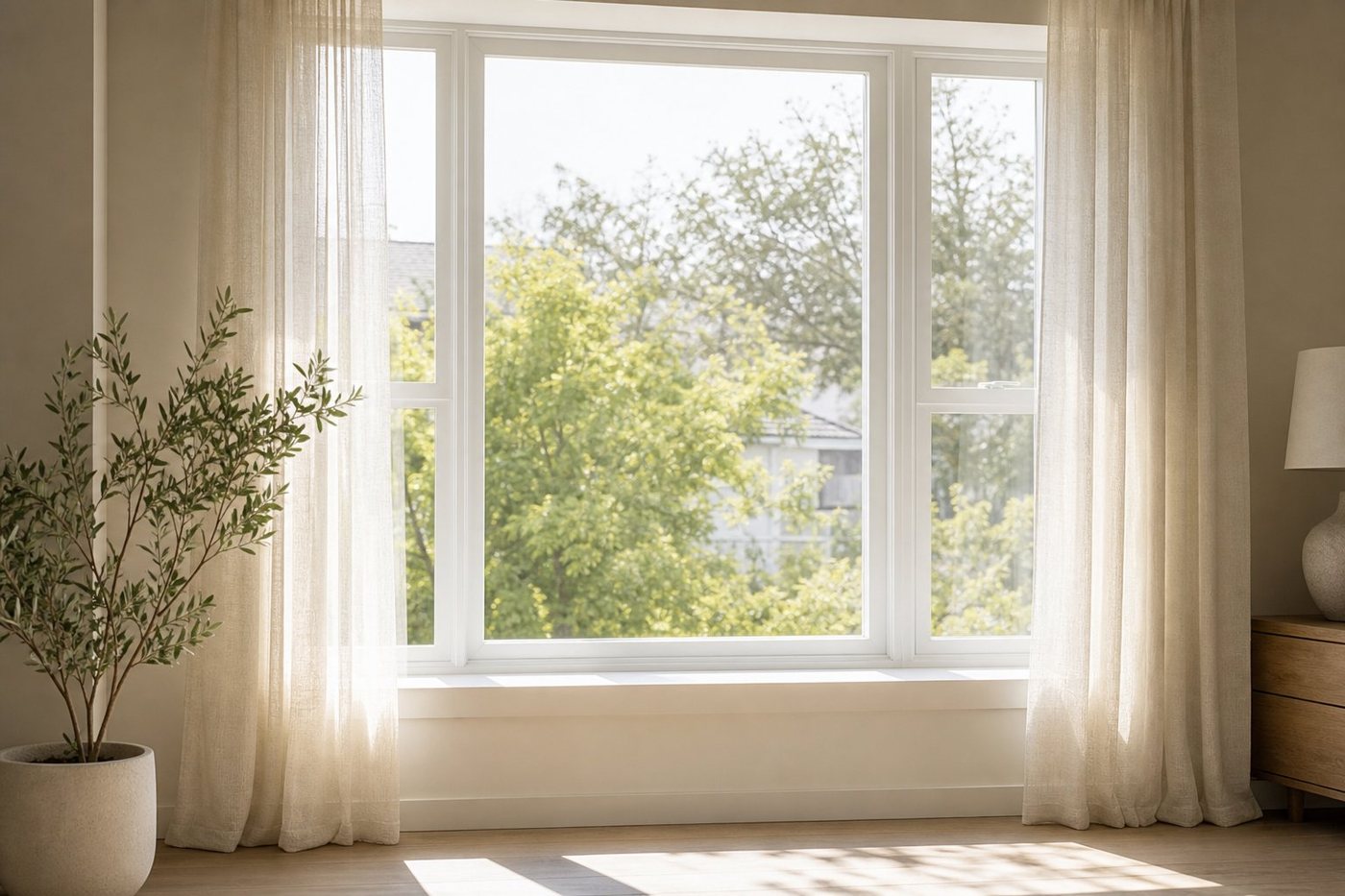 Bright room with newly replaced windows